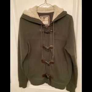 Old Navy Women’s Green Hooded Jacket with Zip and Button Closure Size M